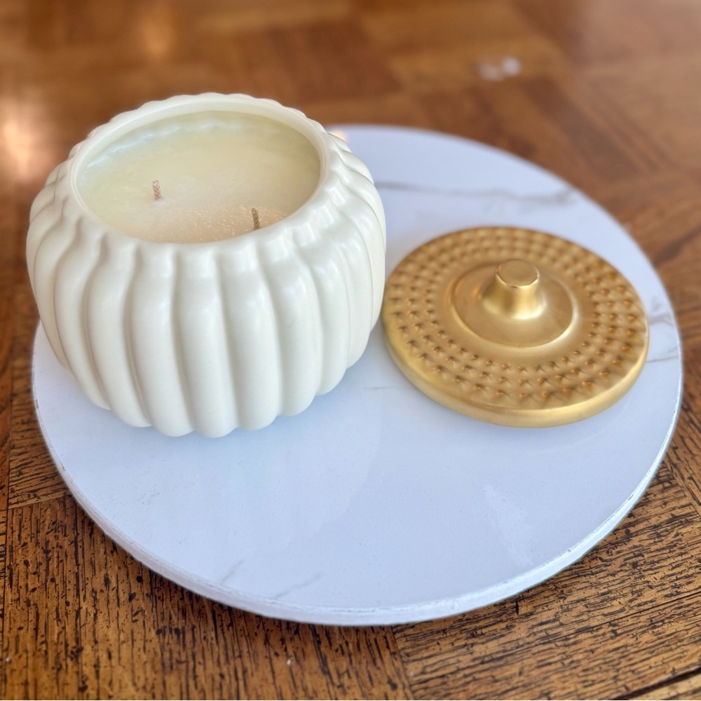 White and Gold Pumpkin Jar Candle